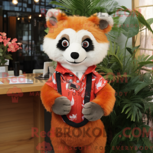 Peach Red Panda maskot...