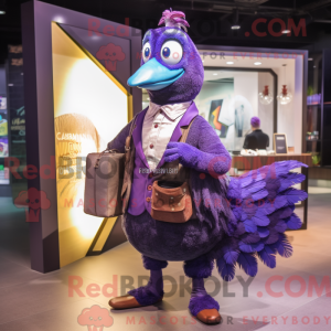 Paarse pauw mascottekostuum...