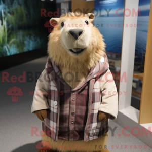 Beige Capybara maskot...