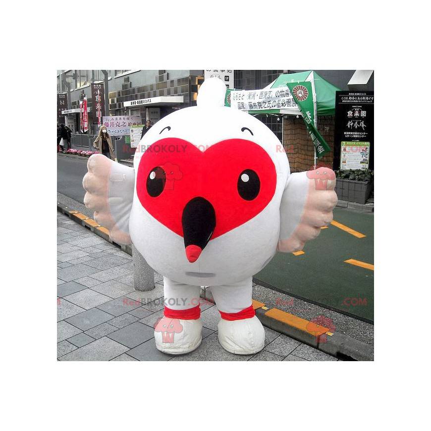 Mascot big white bird with a pretty red heart - Redbrokoly.com