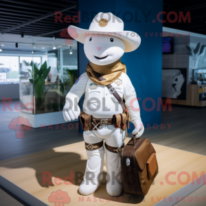 Hvid Cowboy maskot kostume...