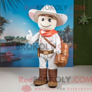 Hvid Cowboy maskot kostume...