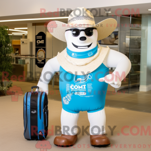 Hvid Cowboy maskot kostume...