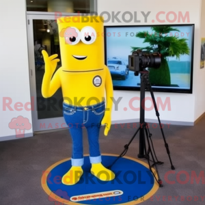 Gele camera mascottekostuum...