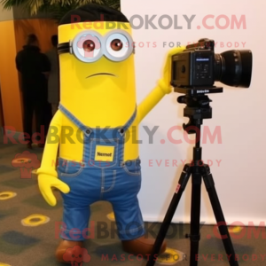 Gele camera mascottekostuum...