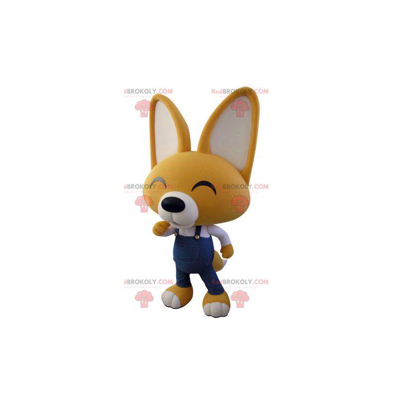 Yellow and white fox mascot in overalls - Redbrokoly.com