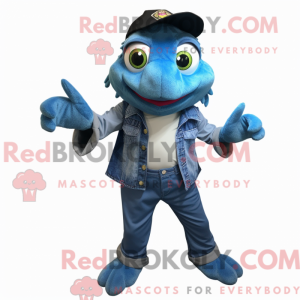 Blå frø maskot kostume...