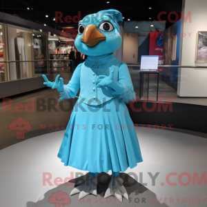 Cyan Quail maskotdraktfigur...