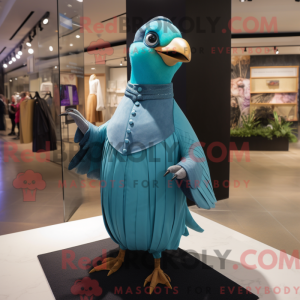 Cyan Quail mascot costume...