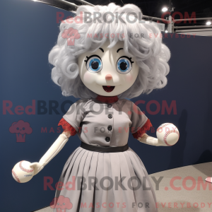 Gray Baseball Ball mascot...