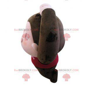 Brown and pink monkey mascot with a big head - Redbrokoly.com