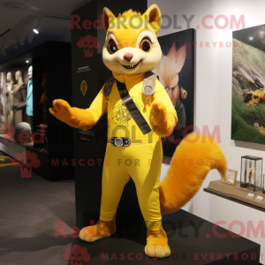 Gul ekorn maskot kostyme...