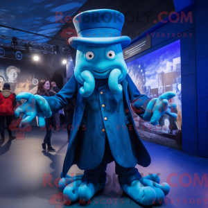 Blå Kraken maskot kostume...