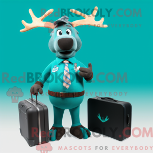 Teal Elk mascot costume...