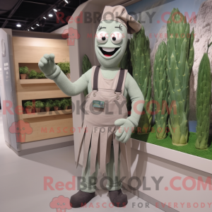 Grå asparges maskot kostume...