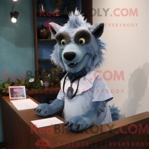 Blue Hyena mascot costume...