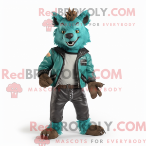 Teal Hyäne Maskottchen...