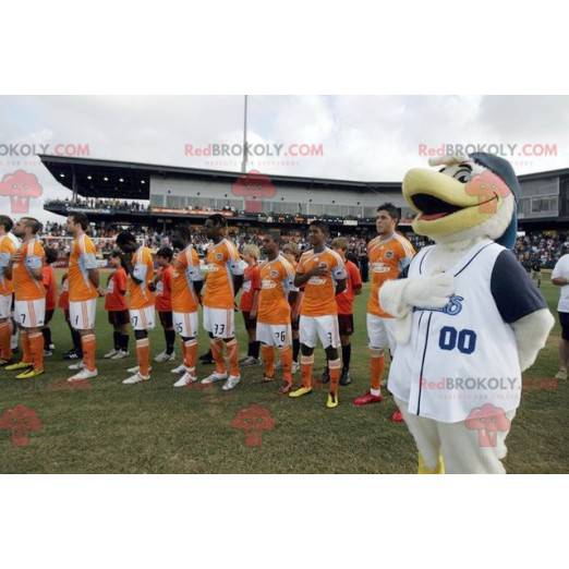 Mascotte gabbiano uccello gabbiano bianco e giallo -