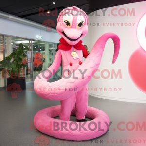 Rosa orm maskotdräkt med kappa och ringar - Ormmaskotar - REBROKO_218200 - RedBrokoly.com