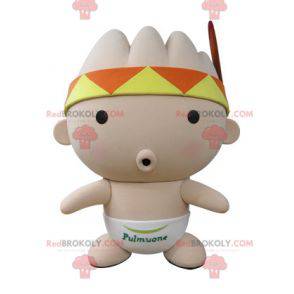 Pink baby mascot with a bandana and a feather - Redbrokoly.com