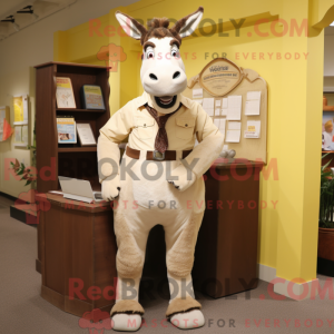 Crème ezel mascottekostuum...