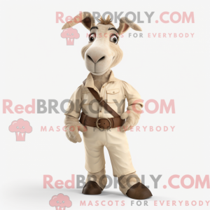 Crème ezel mascottekostuum...