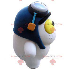 Big white cat mascot with yellow eyes - Redbrokoly.com