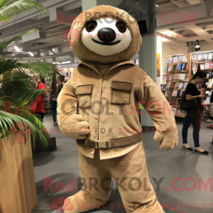 Tan Sloth maskotdraktfigur...