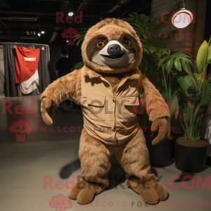 Tan Sloth mascottekostuum...