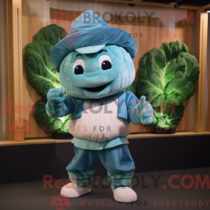 Cyan Cabbage maskot kostume...