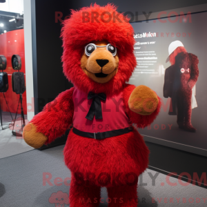 Rød Alpaca maskot kostume...