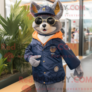 Navy Fox maskotdraktfigur...