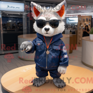 Navy Fox-maskotsfigur klädd...