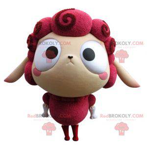Bardzo zabawna różowo-beżowa maskotka owiec - Redbrokoly.com