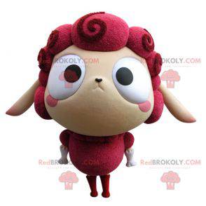 Sehr lustiges rosa und beige Schafmaskottchen - Redbrokoly.com