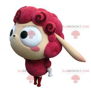 Mascota de oveja rosa y beige muy divertida - Redbrokoly.com