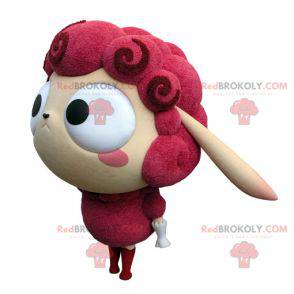 Mascota de oveja rosa y beige muy divertida - Redbrokoly.com