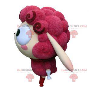 Mascotte delle pecore rosa e beige molto divertente -