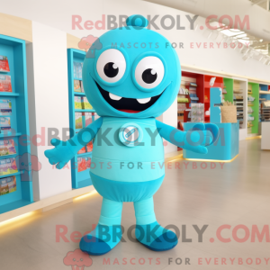 Cyan Candy maskotdraktfigur...