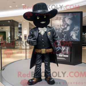 Sort Cowboy maskot kostume...