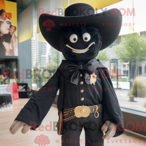 Sort Cowboy maskot kostume...