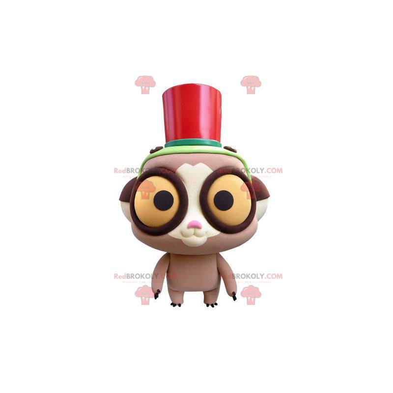 Lemur maskot med store gule øyne - Redbrokoly.com