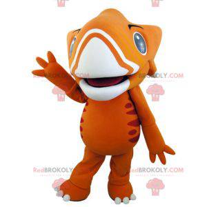 Very impressive orange and yellow dinosaur mascot -