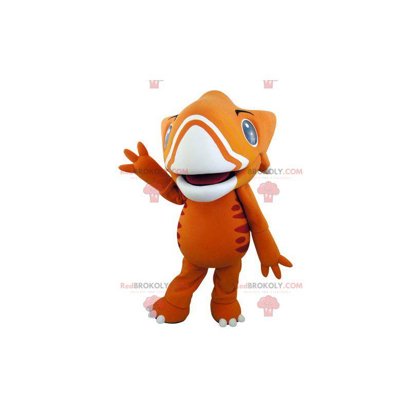 Meget imponerende orange og gul dinosaur maskot - Redbrokoly.com