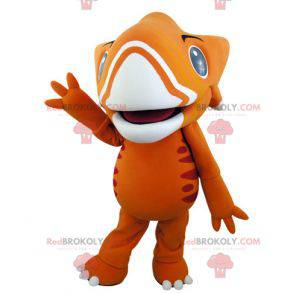 Very impressive orange and yellow dinosaur mascot -