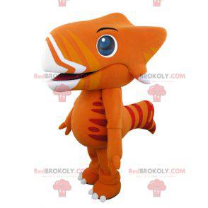 Very impressive orange and yellow dinosaur mascot -