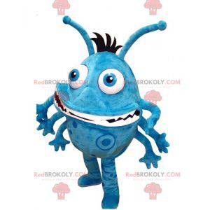 Mascotte de monstre de bactérie bleue et blanc - Redbrokoly.com