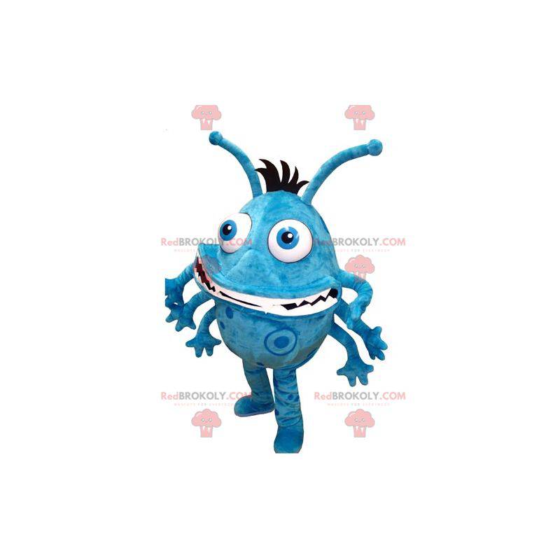 Blue and white bacteria monster mascot - Redbrokoly.com