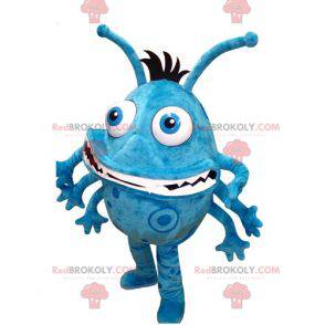 Blauw en wit bacteriemonster mascotte - Redbrokoly.com