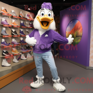 Purple Swan mascot costume...